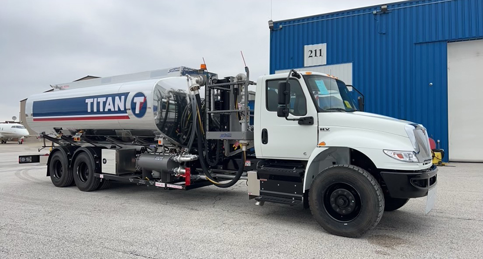 JETS Titan fuel truck on the ramp at North Hangar, Cleveland Hopkins