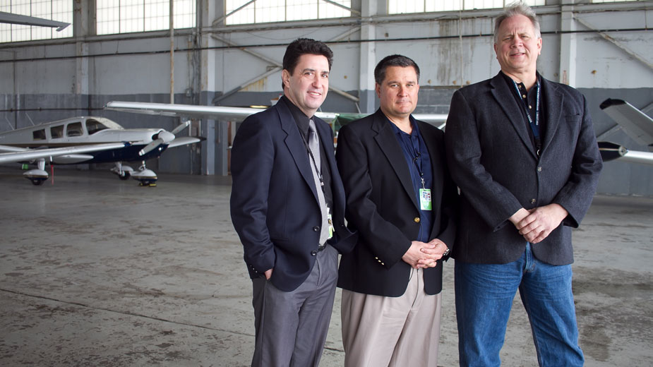 JETS FBO Youngstown leadership team inside the hangar